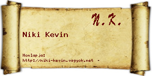 Niki Kevin névjegykártya